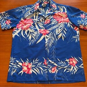 Hilo Hattie Blue Floral Hawaiian Shirt